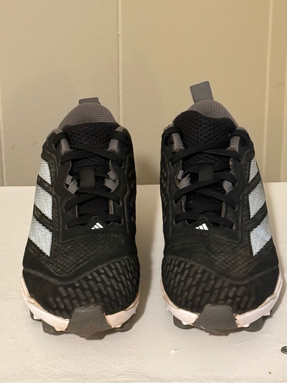 adidas Kids Black and White Athletic Sneakers(13-13.5)